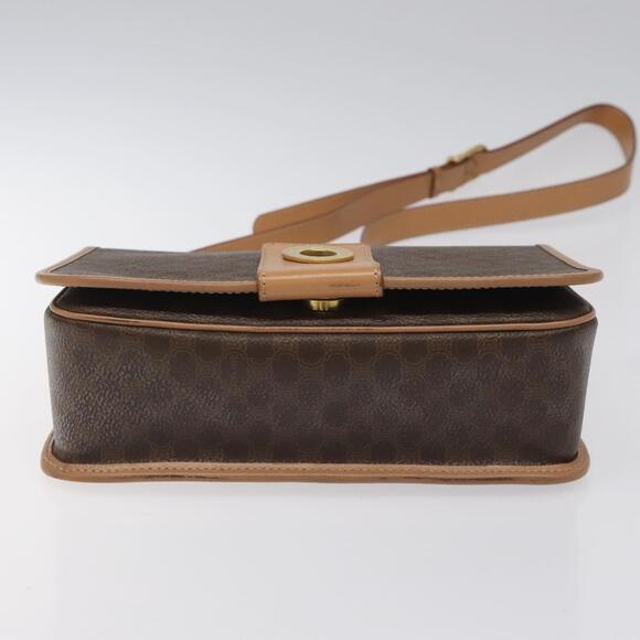 CELINE Macadam Canvas Shoulder Bag Pvc Leather Brown Gold - Picture 9 of 12